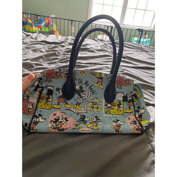 Disney Minnie & Mickey Mouse Comic Strip Satchel Handbag Blue - Picture 5 of 6
